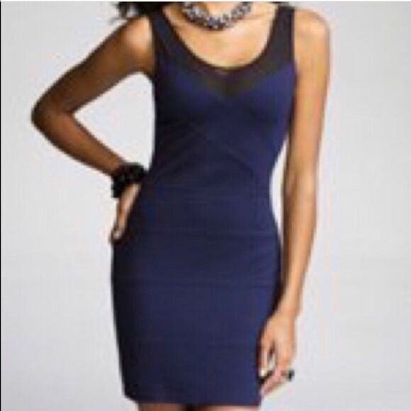 ✨ Navy Blue Mesh Bodycon Mini Dress✨ - Picture 1 of 5